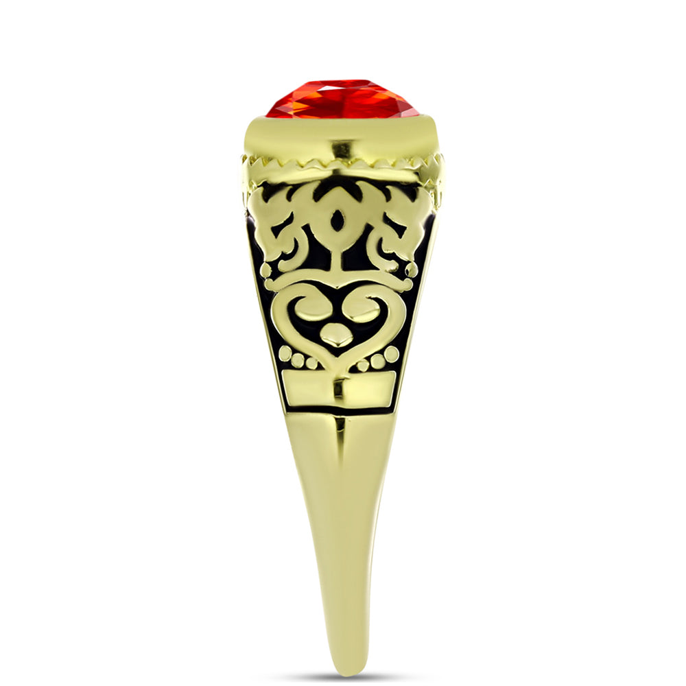 Anillo de Plata Bañada en Oro con Ópalo de Fuego de Lega Dembi 4 