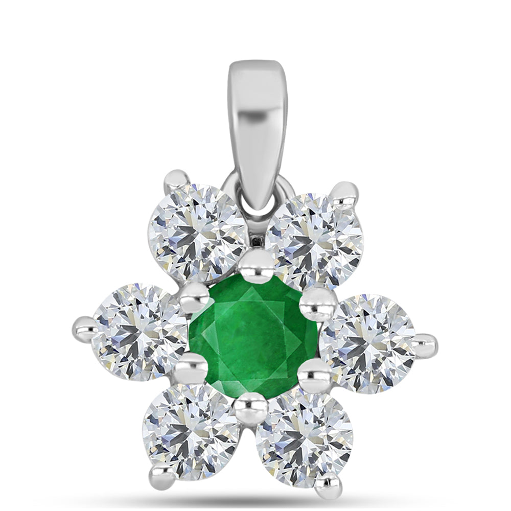 Colgante de Plata con Esmeralda de Zambia y Topacio Blanco