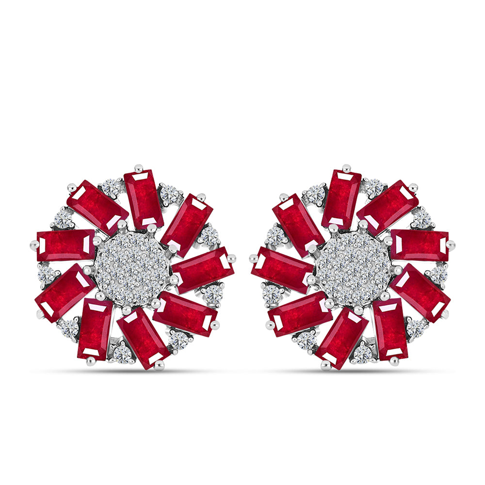 Pendientes de Plata con Rubí de Madagascar y Topacio Blanco 1 