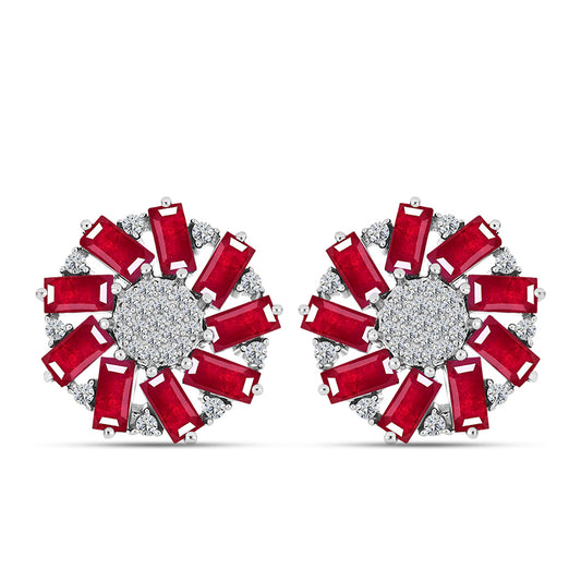 Pendientes de Plata con Rubí de Madagascar y Topacio Blanco