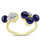 Anillo de Plata Bañada en Oro con Perla Negra de Agua dulce y Topacio Blanco