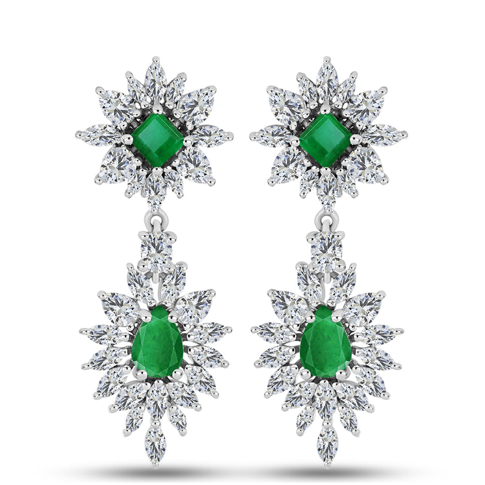 Pendientes de Plata con Esmeralda de Zambia y Topacio Blanco 1 