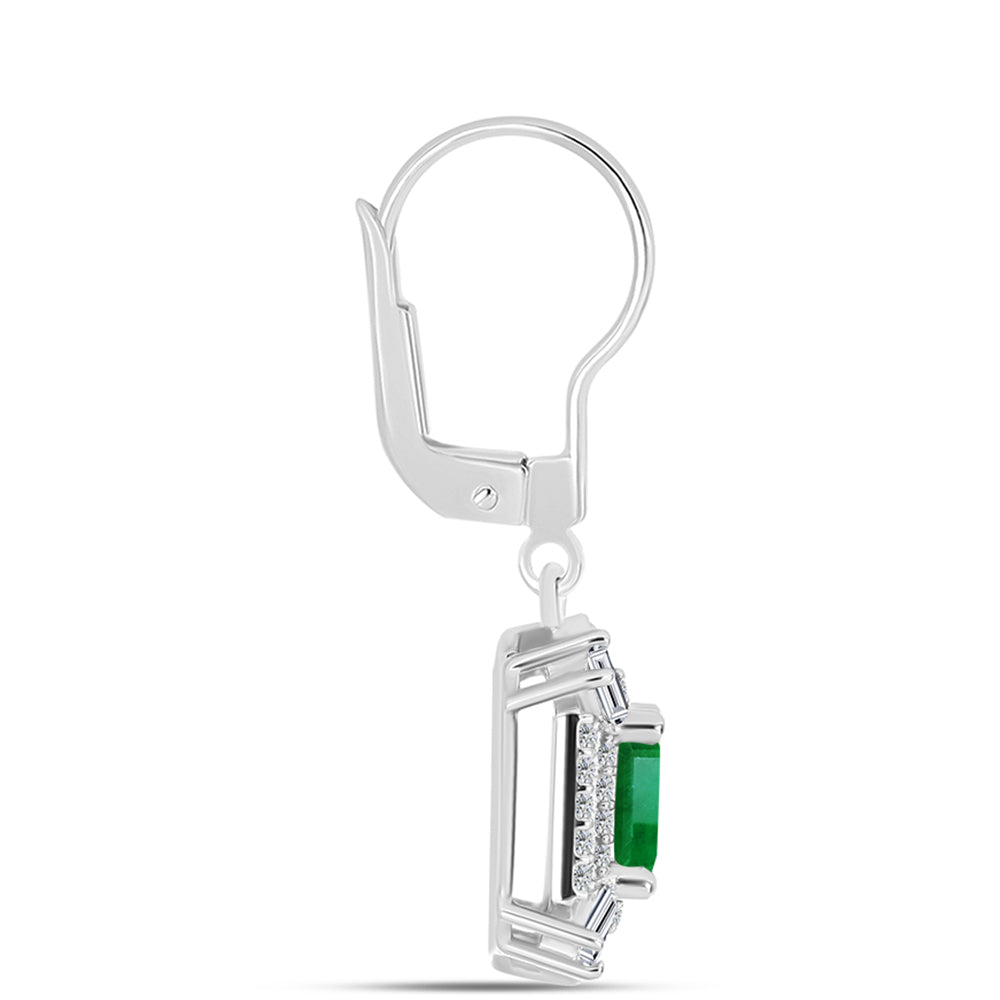 Pendientes de Plata con Esmeralda de Zambia y Zircón Blanco 2 