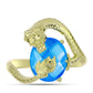 Anillo de Plata Bañada en Oro con Jade Azul