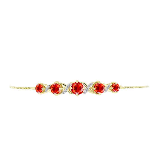 Pulsera de Plata Bañada en Oro con Ópalo de Fuego de Lega Dembi y Topacio Blanco