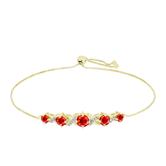 Pulsera de Plata Bañada en Oro con Ópalo de Fuego de Lega Dembi y Topacio Blanco