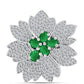 Broche de Plata con Esmeralda de Zambia y Topacio Blanco