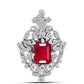 Broche de Plata con Rubí de Madagascar y Topacio Blanco