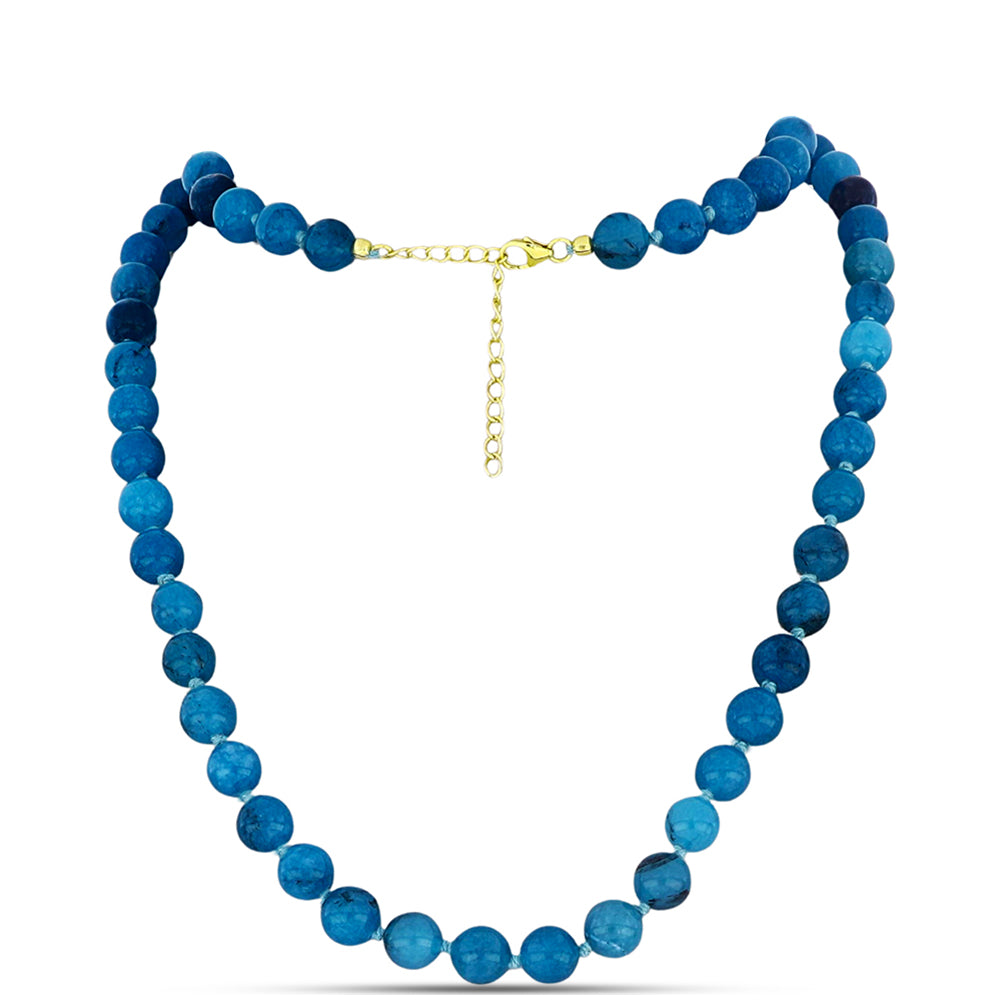 Collar de Plata Bañada en Oro con Jade Azul 2 