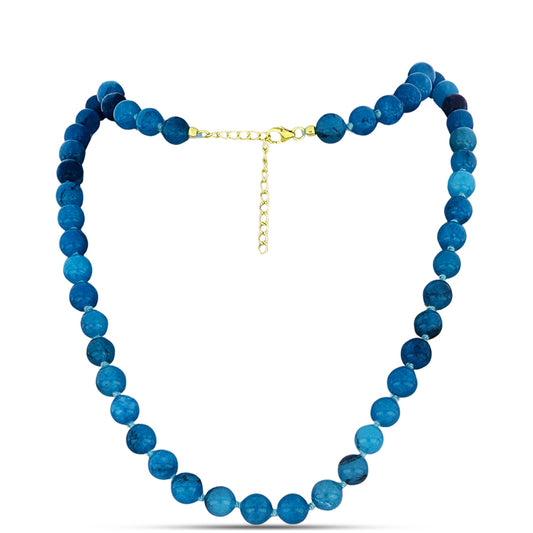 Collar de Plata Bañada en Oro con Jade Azul