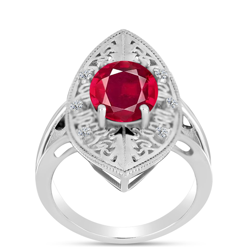 Anillo de Plata con Rubí de Madagascar y Topacio Blanco