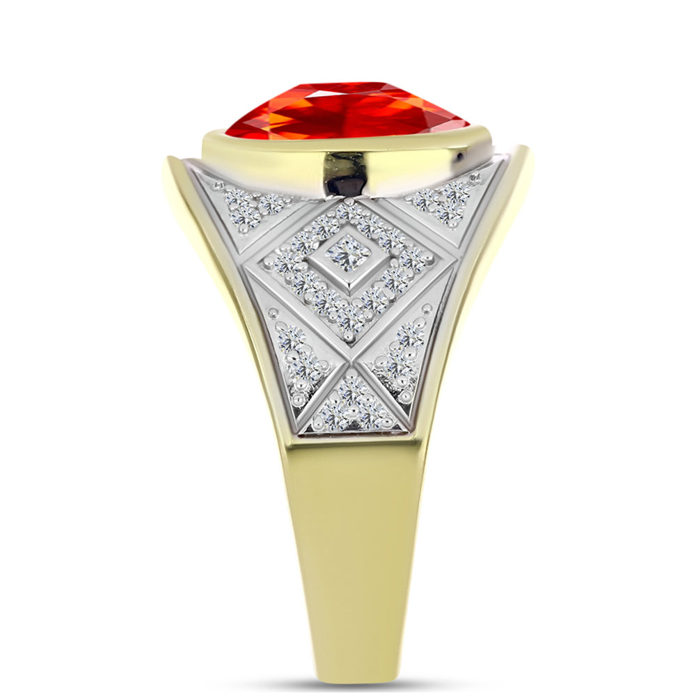 Anillo de Plata Bañada en Oro con Ópalo de Fuego de Lega Dembi y Zircón Blanco 4 