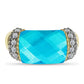 Anillo de Plata Bañada en Oro con Jade Azul y Topacio Blanco