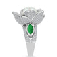 Anillo de Plata con Esmeralda de Zambia y Perla de Agua Dulce