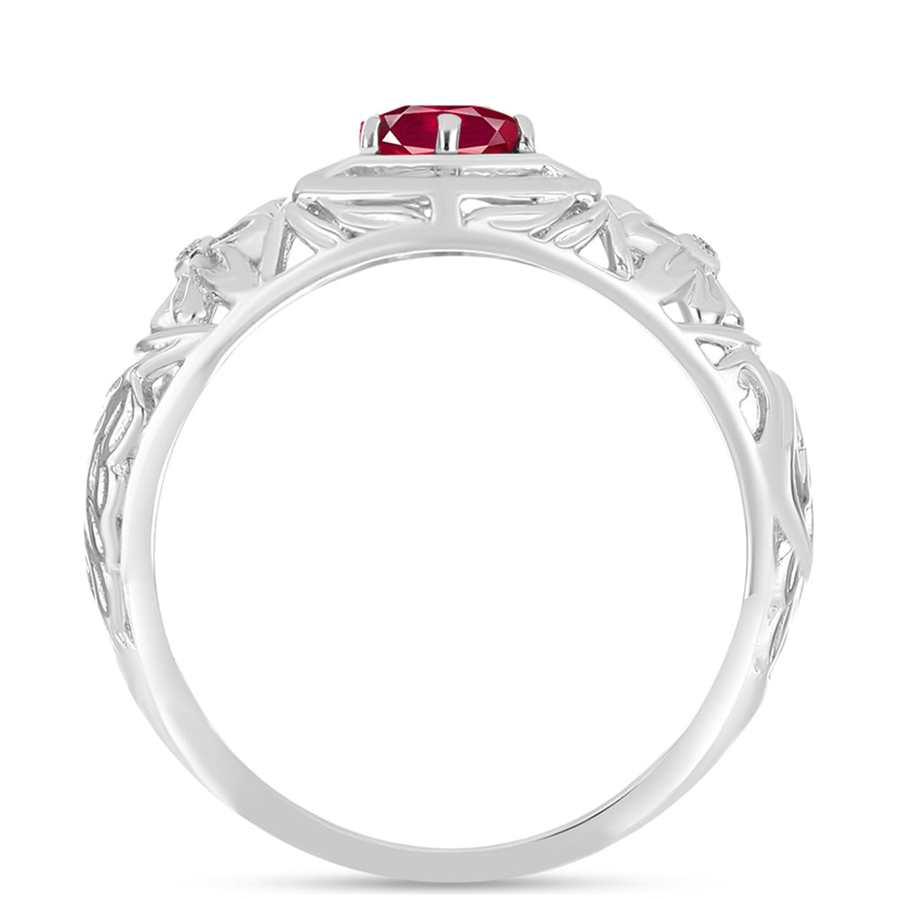 Anillo de Plata con Rubí de Madagascar y Topacio Blanco 2 