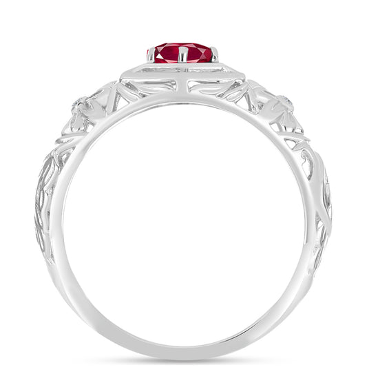 Anillo de Plata con Rubí de Madagascar y Topacio Blanco