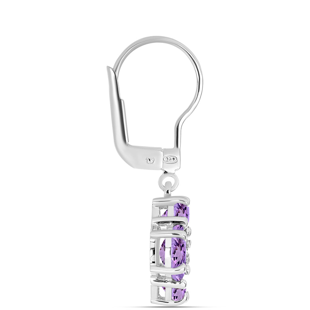 Pendientes de Plata con Amatista Rosa de Francia y Topacio Blanco 2 