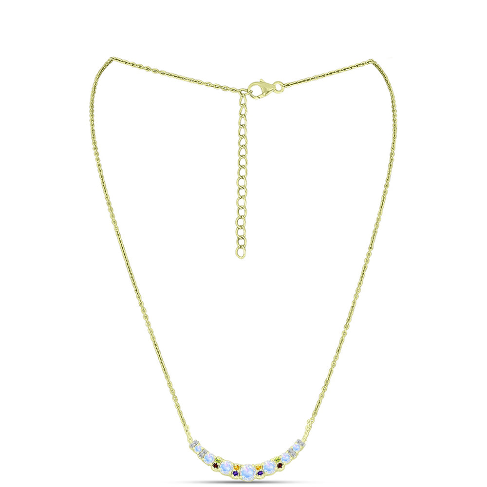 Collar de Plata Bañada en Oro con Piedra Lunar Arco Iris y Citrino de los Montes Urales 1 