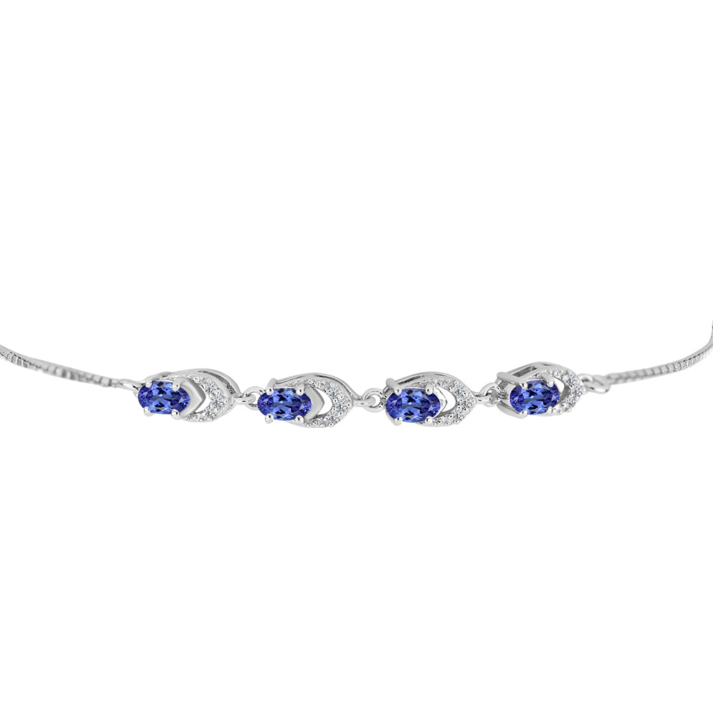 Pulsera de Plata con Tanzanita AAA y Diamante blanco 2 
