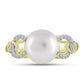 Anillo de Plata Bañada en Oro con Perla de Agua Dulce y Topacio Blanco