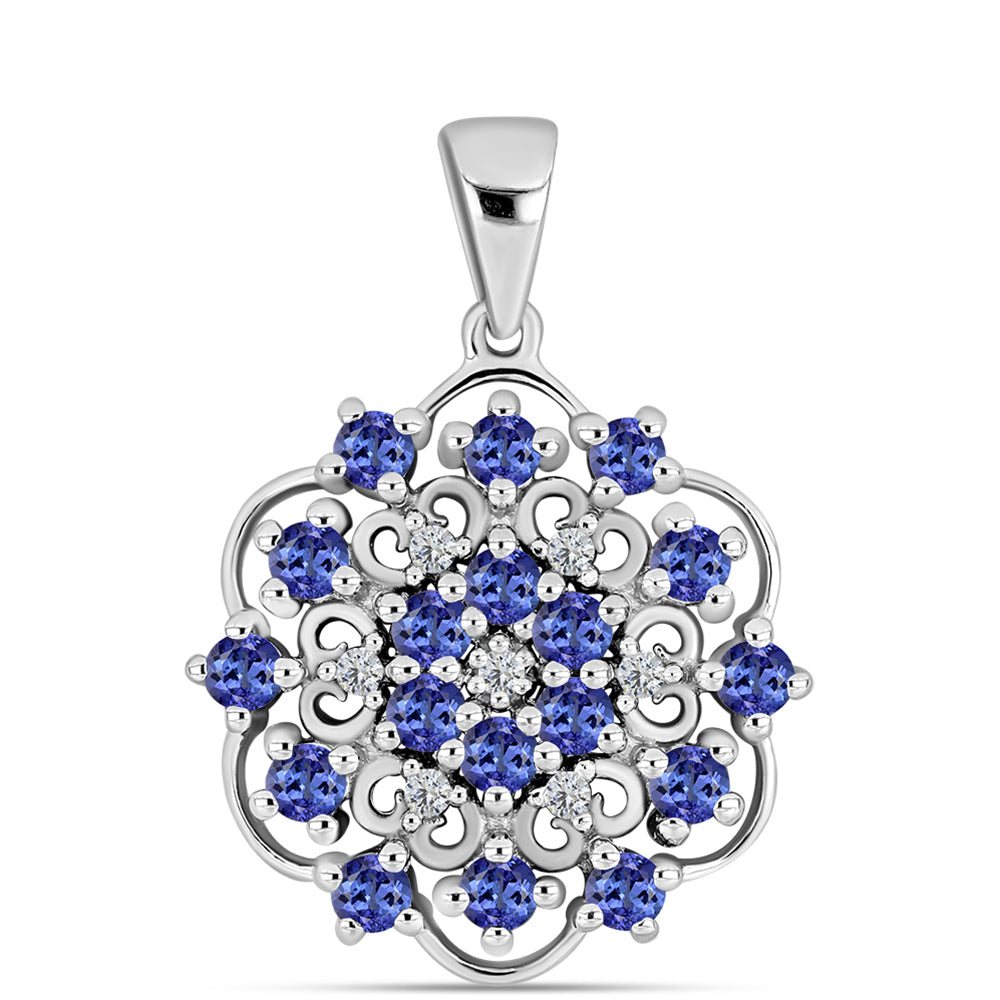Colgante de Plata con Tanzanita AAA y Diamante blanco 1 