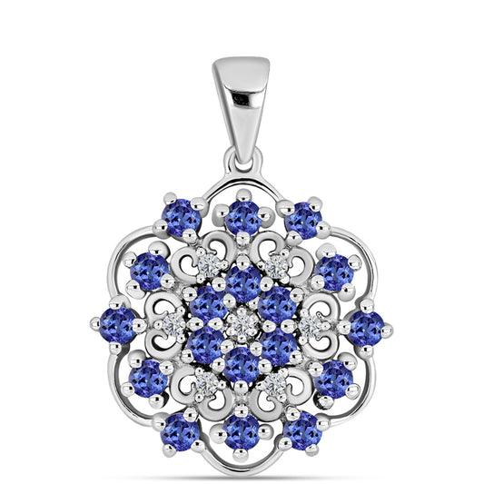 Colgante de Plata con Tanzanita AAA y Diamante blanco