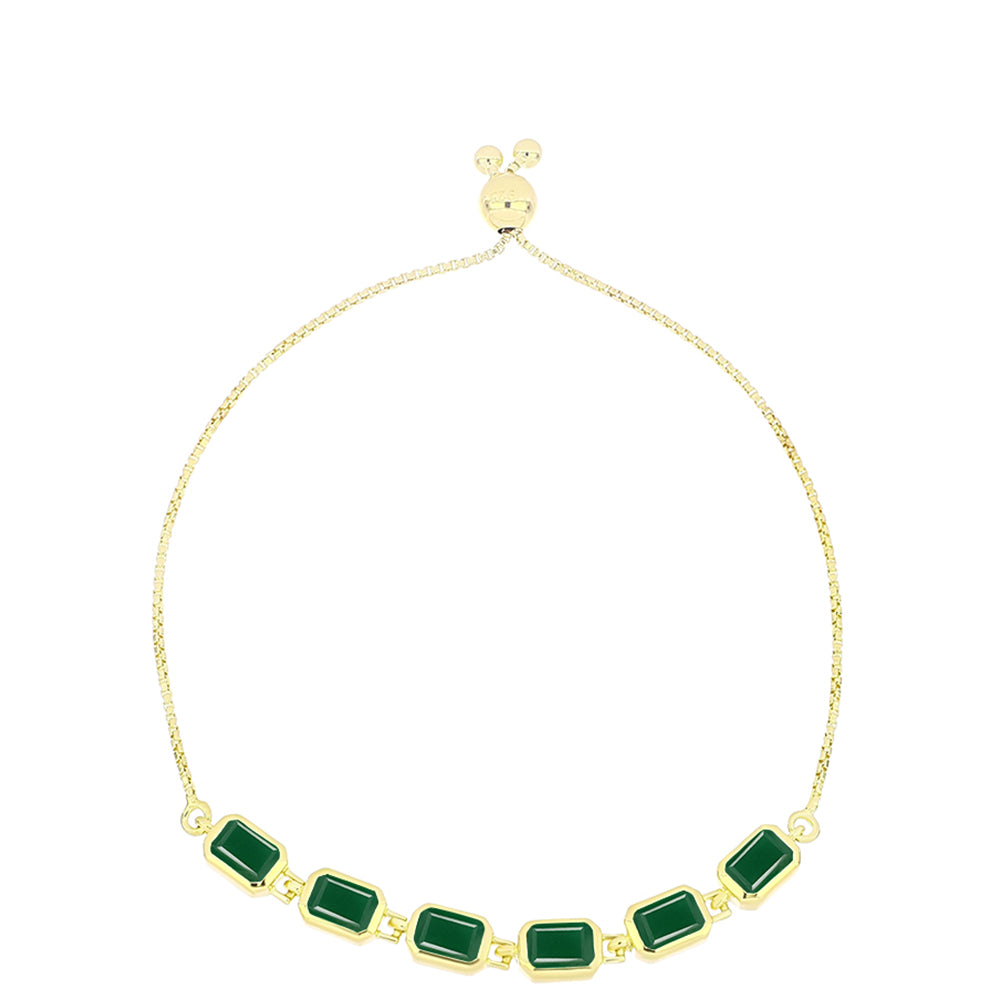 Pulsera de Plata Bañada en Oro con Ágata Verde 1 