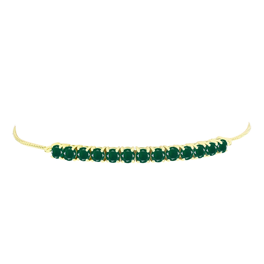 Pulsera de Plata Bañada en Oro con Ágata Verde 2 