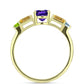Anillo de Plata Bañada en Oro con Amatista de Marruecos y Citrino de los Montes Urales