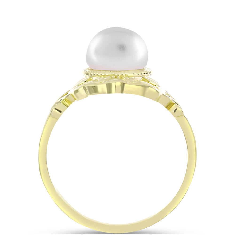 Anillo de Plata Bañada en Oro con Perla de Agua Dulce 2 