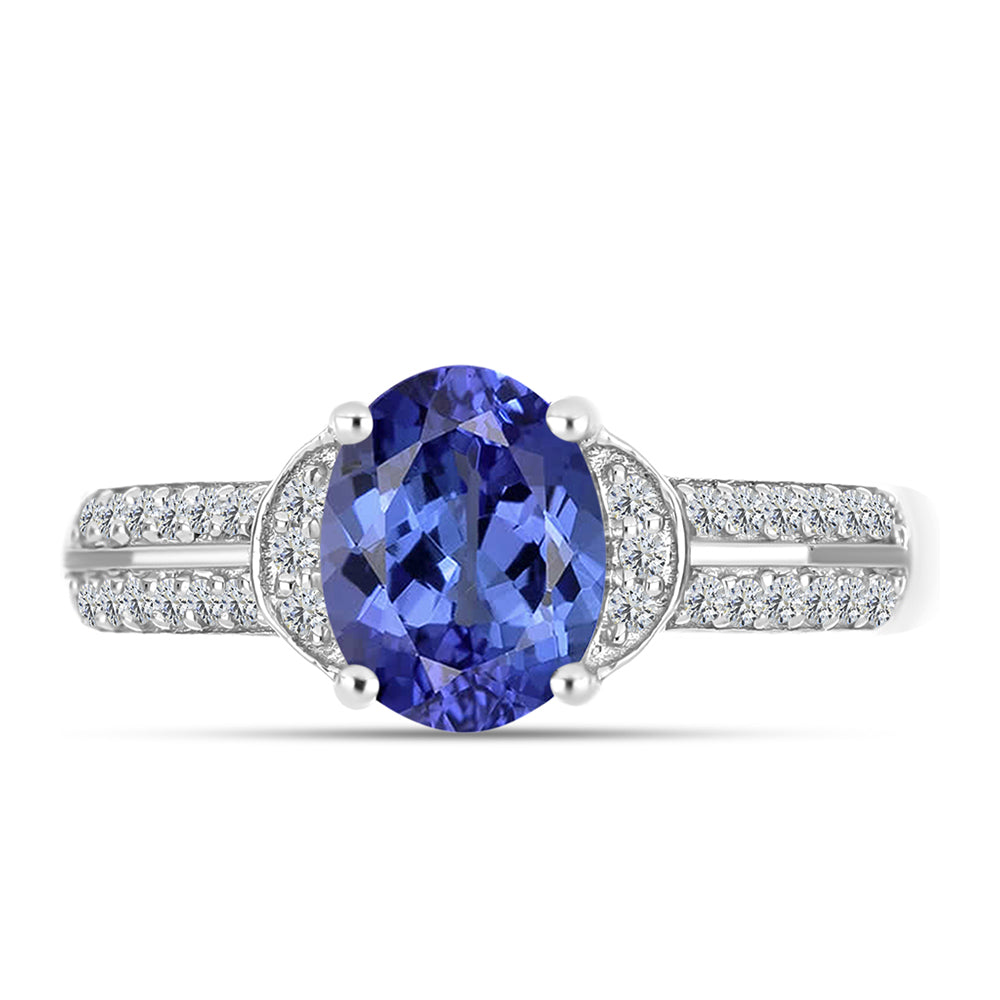 Anillo de Plata con Tanzanita AAA y Diamante blanco 1 