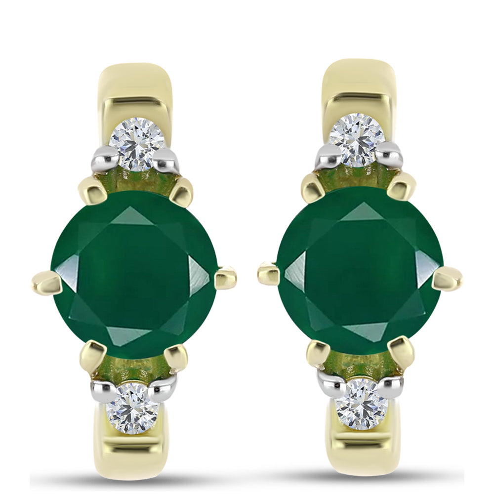 Pendientes de Plata Bañada en Oro con Ágata Verde y Topacio Blanco 1 