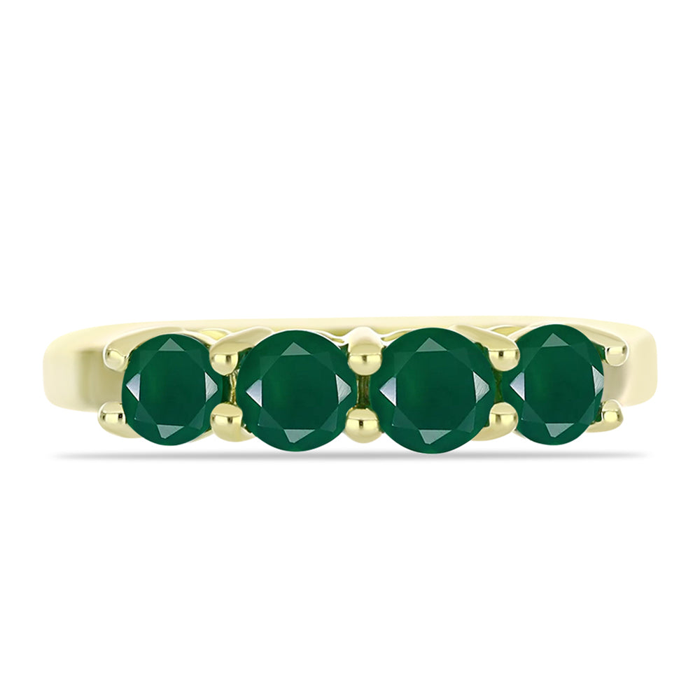 Anillo de Plata Bañada en Oro con Ágata Verde 1 