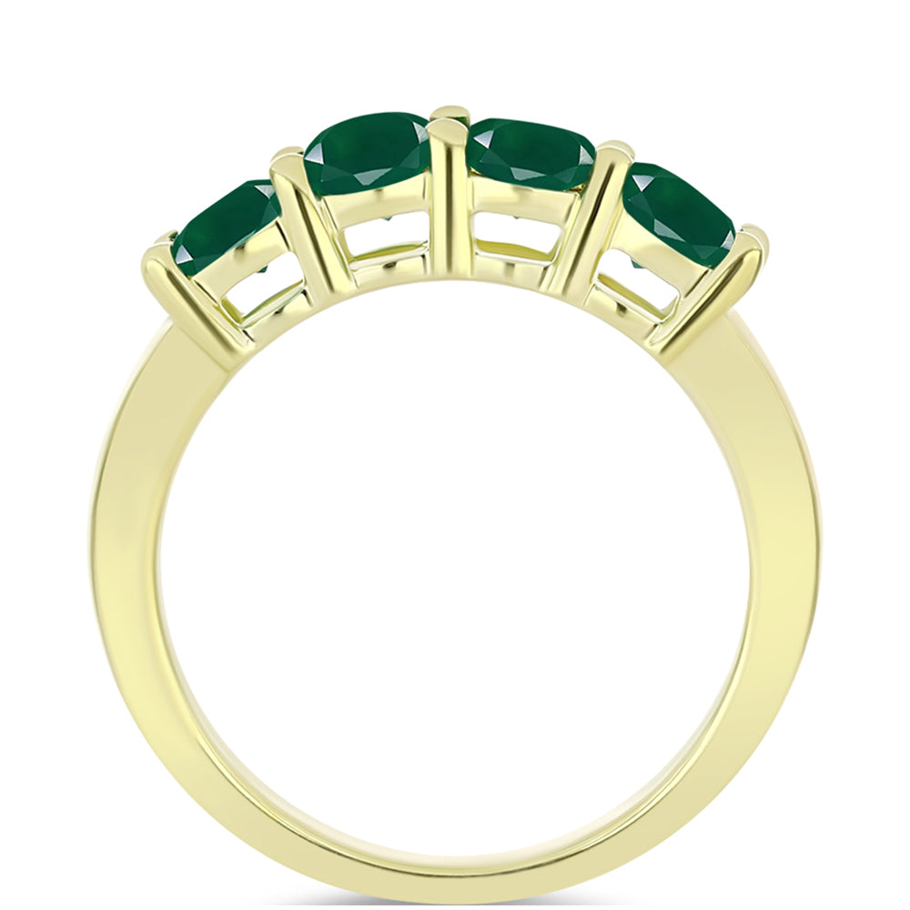 Anillo de Plata Bañada en Oro con Ágata Verde