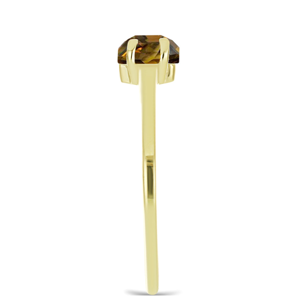 Anillo de Plata Bañada en Oro con Cuarzo Coñac