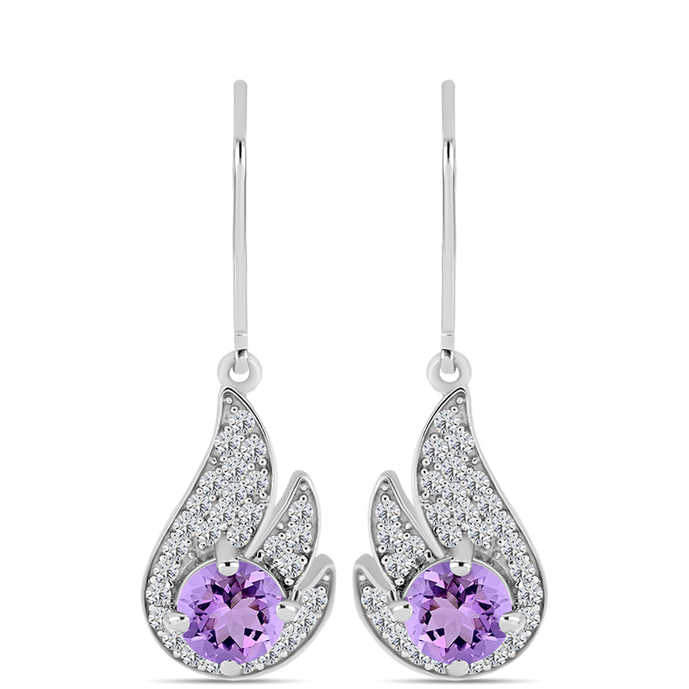 Pendientes de Plata con Amatista Rosa de Francia y Topacio Blanco 1 