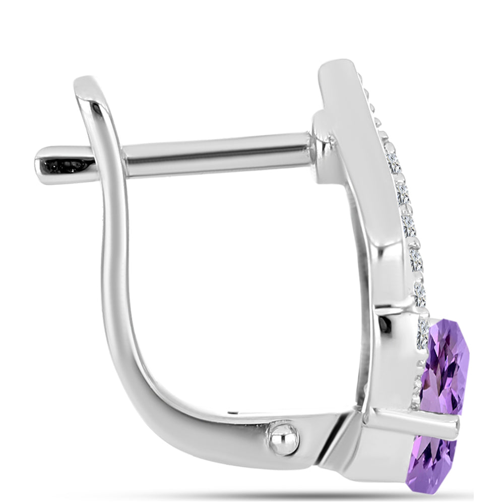 Pendientes de Plata con Amatista Rosa de Francia y Topacio Blanco 2 