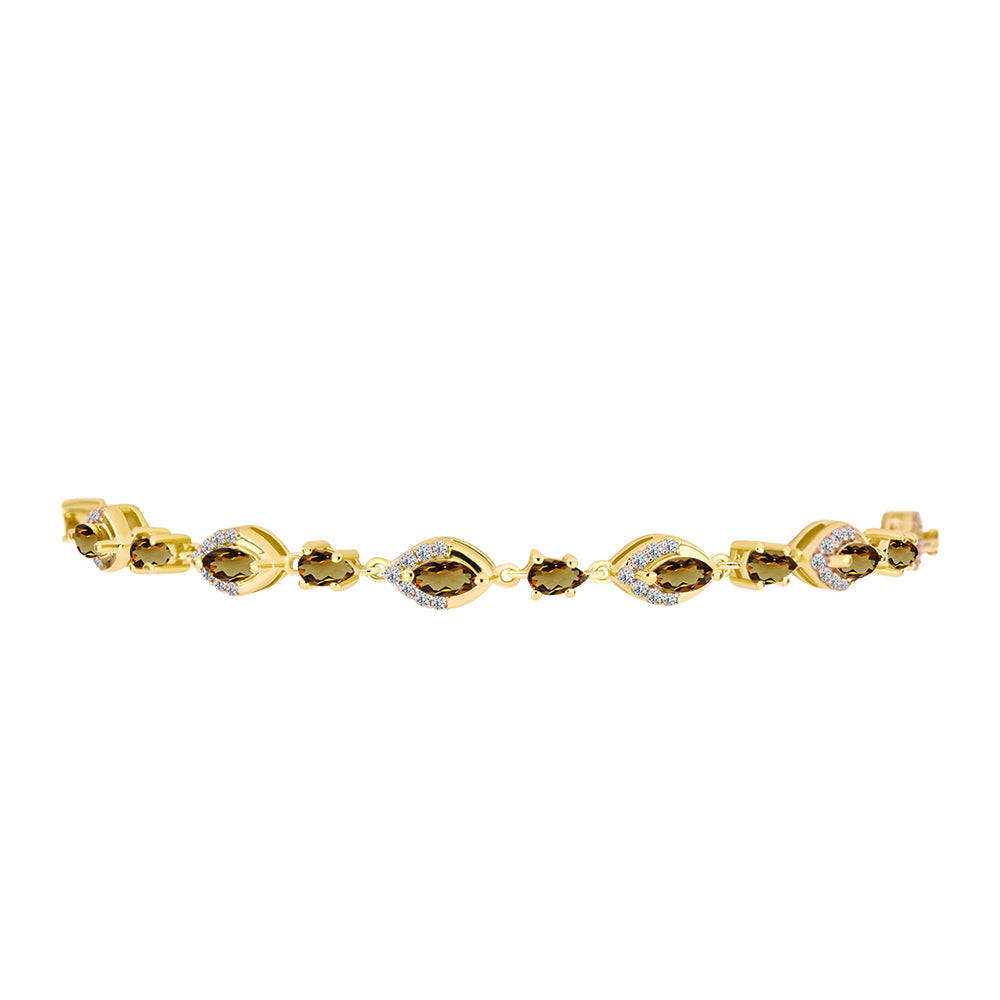 Pulsera de Plata Bañada en Oro con Cuarzo Coñac y Topacio Blanco 2 