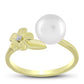 Anillo de Plata Bañada en Oro con Perla de Agua Dulce y Topacio Blanco