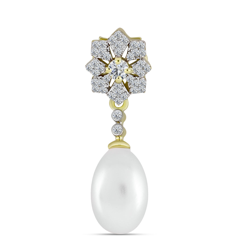 Colgante de Plata Bañada en Oro con Perla de Agua Dulce y Topacio Blanco