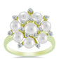 Anillo de Plata Bañada en Oro con Perla de Agua Dulce y Topacio Blanco