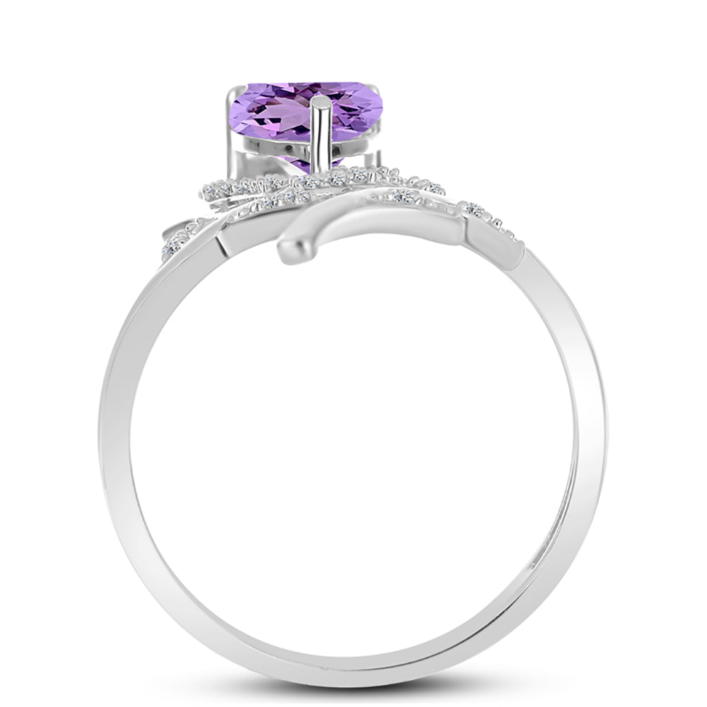 Anillo de Plata con Amatista Rosa de Francia y Topacio Blanco