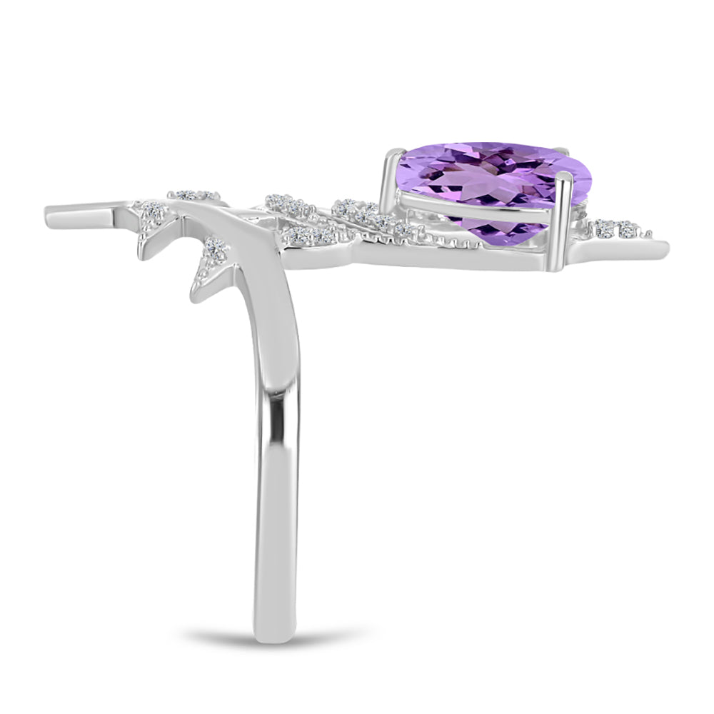 Anillo de Plata con Amatista Rosa de Francia y Topacio Blanco 4 
