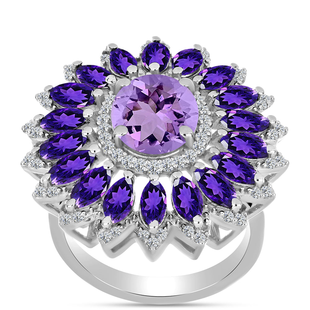 Anillo de Plata con Amatista Rosa de Francia y Amatista Artigas