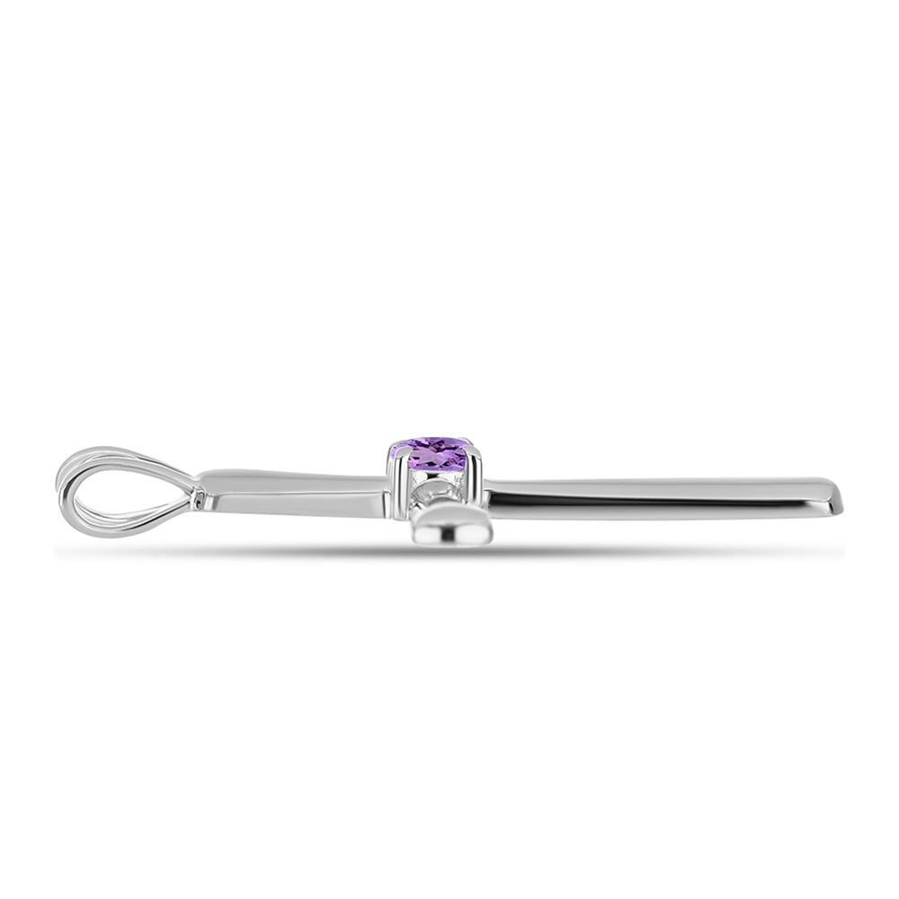Cruz Colgante de Plata con Amatista Rosa de Francia 2 