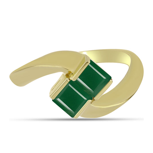 Anillo de Plata Bañada en Oro con Ágata Verde