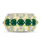 Anillo de Plata Bañada en Oro con Ágata Verde y Topacio Blanco
