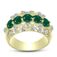 Anillo de Plata Bañada en Oro con Ágata Verde y Topacio Blanco