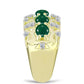 Anillo de Plata Bañada en Oro con Ágata Verde y Topacio Blanco