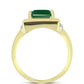 Anillo de Plata Bañada en Oro con Ágata Verde y Topacio Blanco